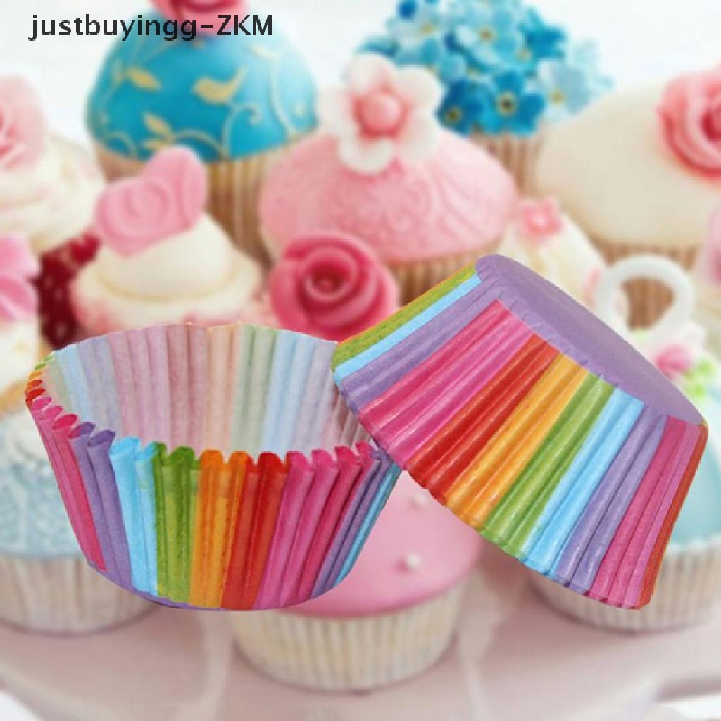 100 Pcs / set Kertas Cupcake Warna-Warni Untuk Dekorasi Pesta