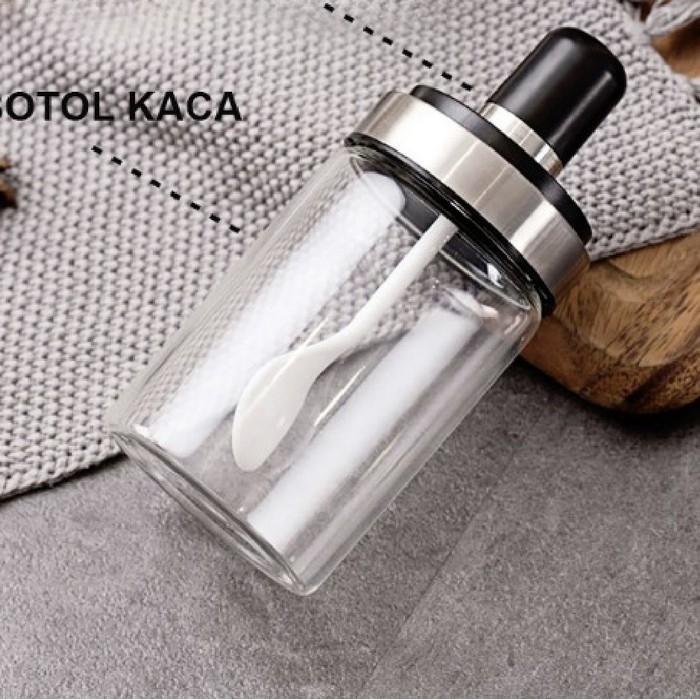 Stainless Steel Glass Kitchen Spice Jar Set Seasoning Bottle| buy 1 get 3