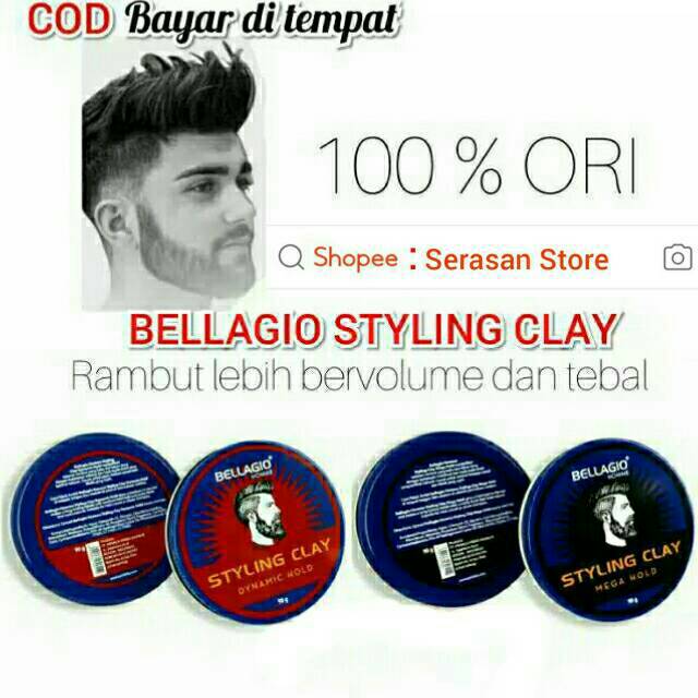 BELLAGIO HOMME STYLING CLAY 90 GRAM/BELLAGIO POMADE/BELLAGIO FIBER/PARFUM BELAGIO/BELLAGIO CLAY