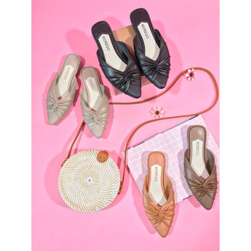 Sandal Sepatu Slop Silang Kerut Import Morego