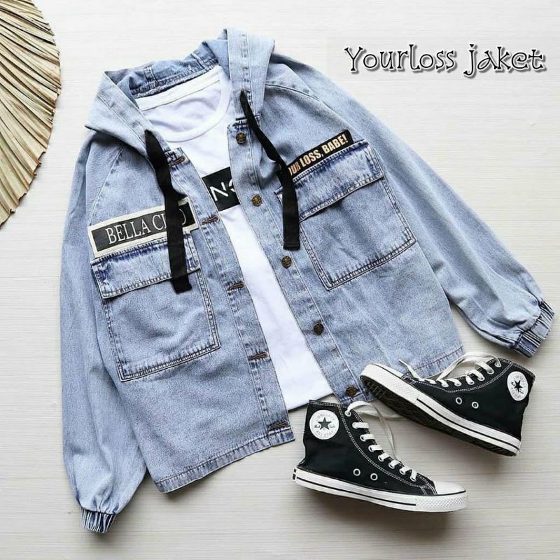 Yourloss jaket denim/Jaket denim wanita/Pakaian wanita/Jaket denim oversize