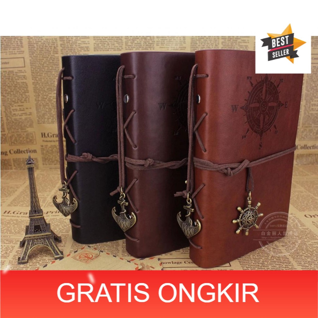 

Buku Catatan Binder Kulit Retro Pirate/Buku Catatan Klasik/Notebook Retro