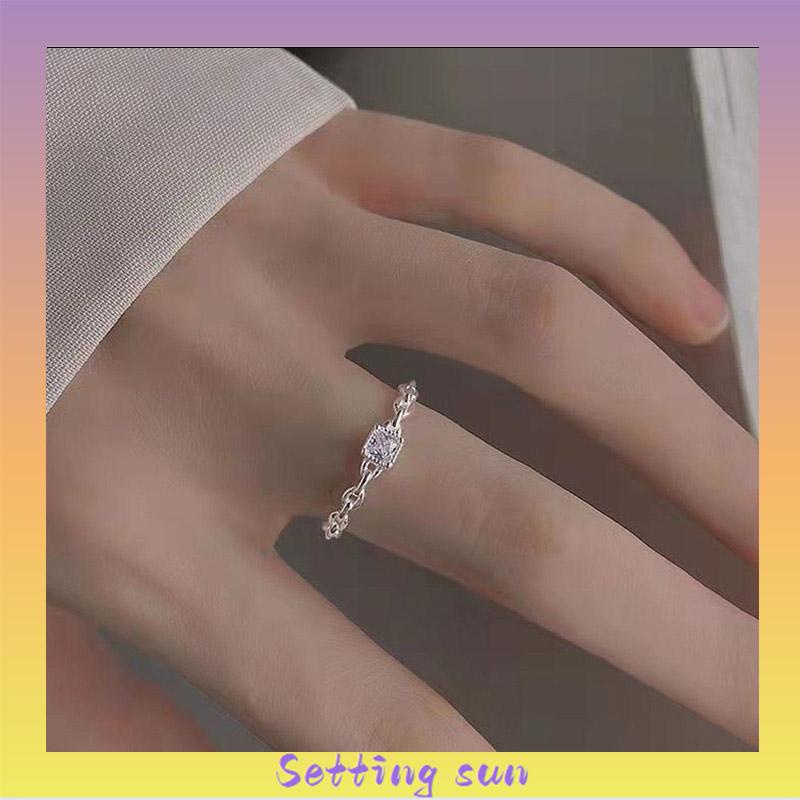 Cincin Berlian Persegi Model Terbuka Untuk Wanita TN