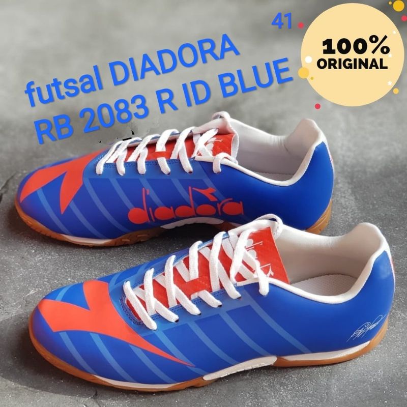 sepatu futsal diadora original biru/orange murah