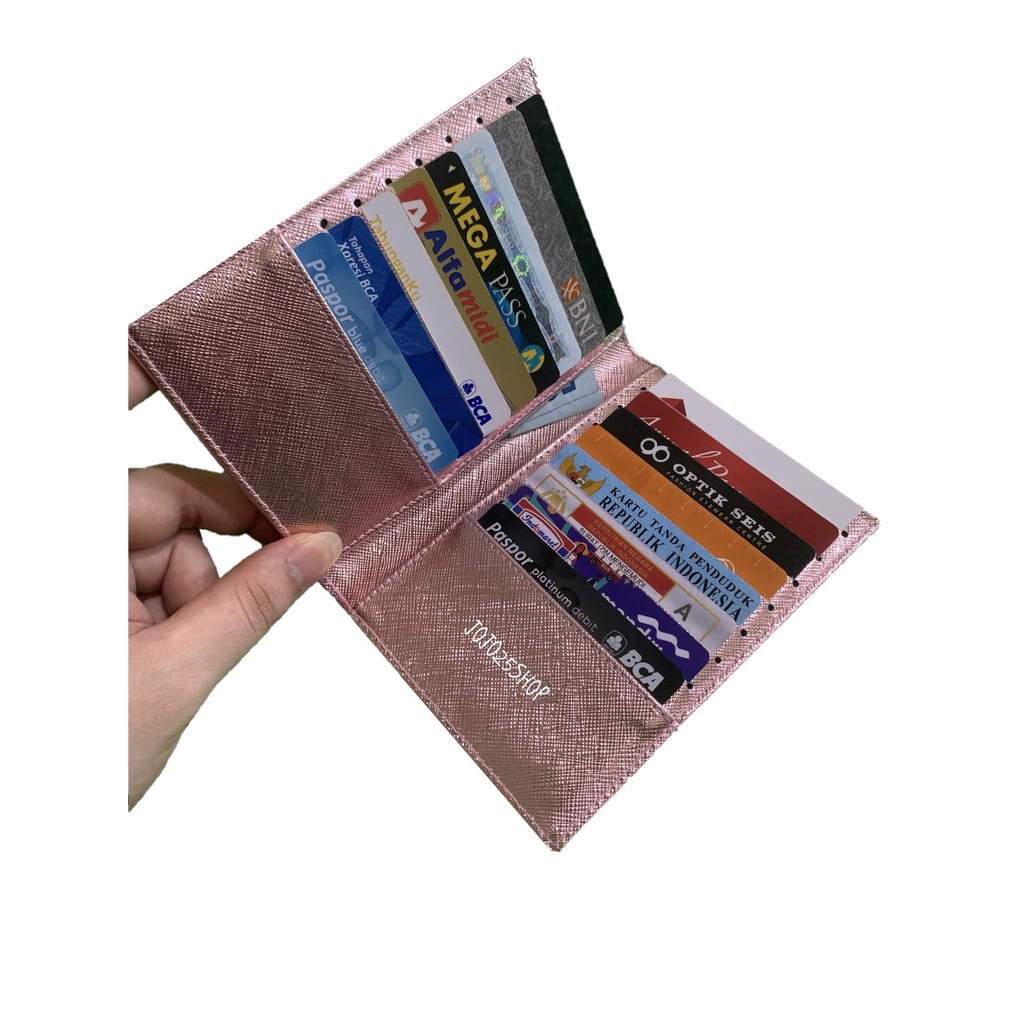 DOMPET KARTU / CARD HOLDER POLOS KULIT PRIA WANITA 16 SLOT METALIC