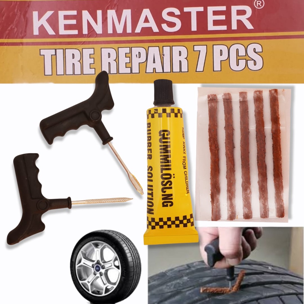 Kenmaster Alat Tambal Ban Tubles Motor Mobil / Tubeles Tire Repair Tool Kit/ Alat Tambal Ban Tubles 7Pcs / Kenmaster Tire Repair