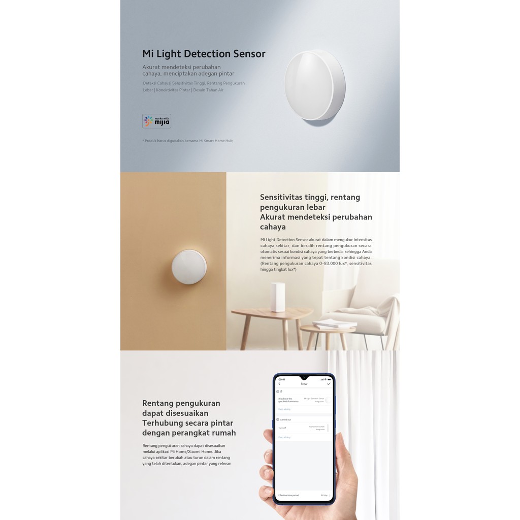 XIAOMI MI LIGHT DETECTION SENSOR SENSITIVITAS TINGGI RENTANG PENGUKURAN LEBAR KONEKTIVITAS PINTAR