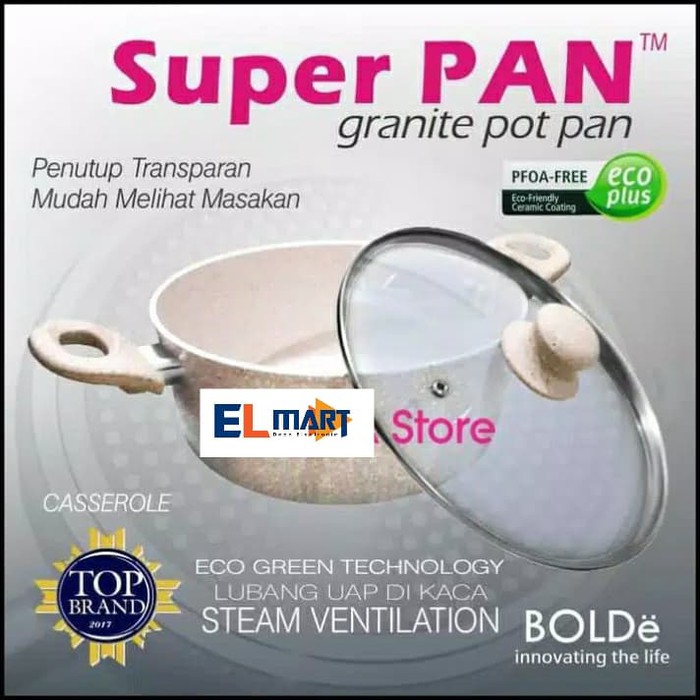 Panci Soup casserole 24cm + lid - super pan granite coating 24 cm + tutup - Pot Pan Beige Original