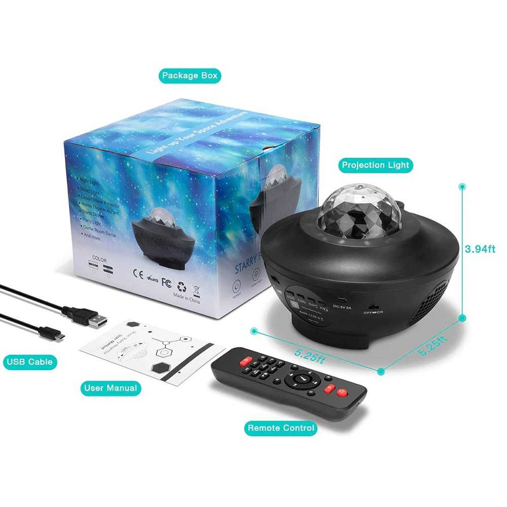 Homecreativez ORI TaffLED Speaker Bluetooth + Lampu Tidur Proyektor + Remote - Lampu Tidur Multifungsi BR770613