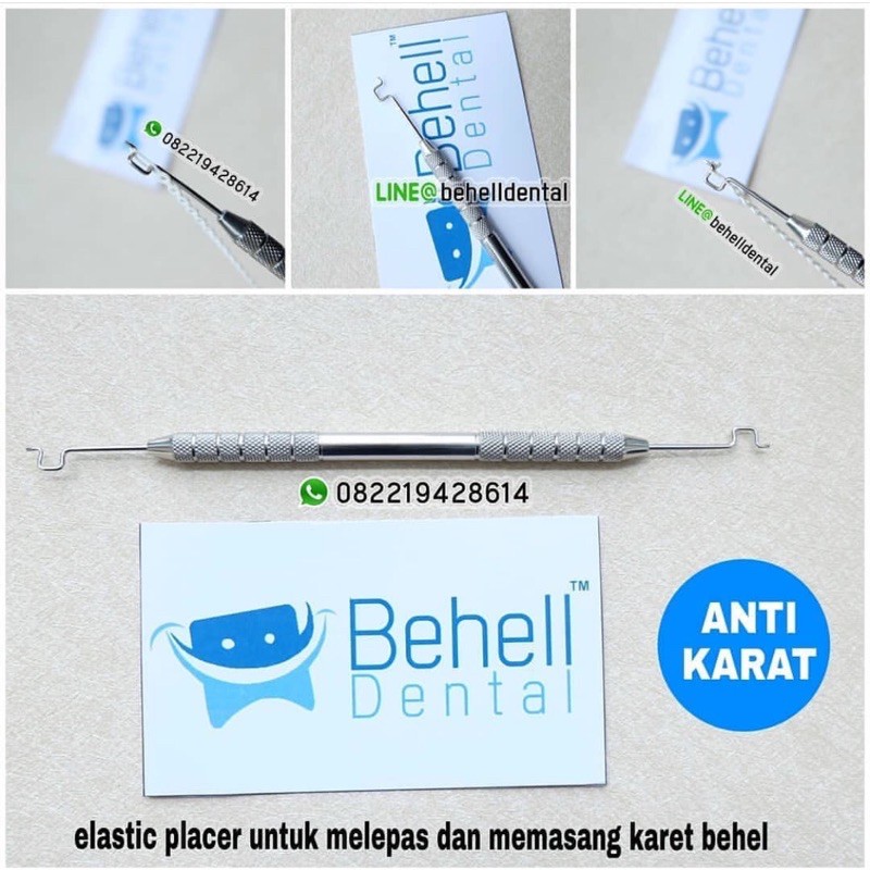 BEHELLDENTAL - SONDE ELASTIC PLACER ALAT PASANG KARET BEHEL MOTIF POWER O CHAIN PRAKTIS - Sonde Besi 2 Sisi Elastis Placer Alat Ganti Karet Behel - Anti Karat Mudah Pakai seperti Gun Shooter