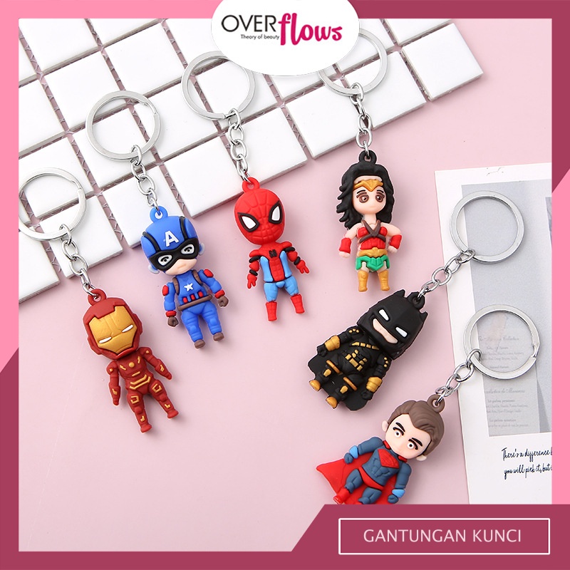 OVERFLOWS.ID Gantungan Kunci 3D Superhero Bocy Ganci Joystick Game Keychain