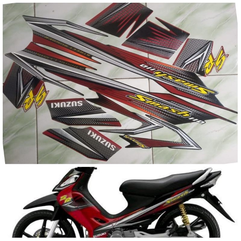 striping sticker lis smash sr 110 2009 hitam-merah