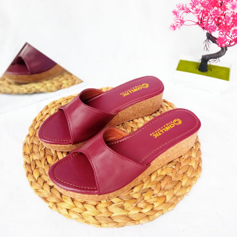 [CUCI GUDANG ] Sandal Wedges Wanita Selop Casual