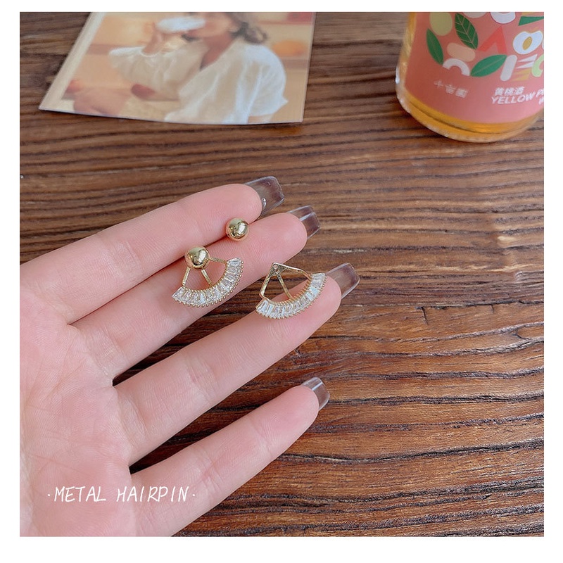 Anting Stud Zircon Bahan S925 Silver Needle Dapat Dilepas Gaya Korea Untuk Wanita