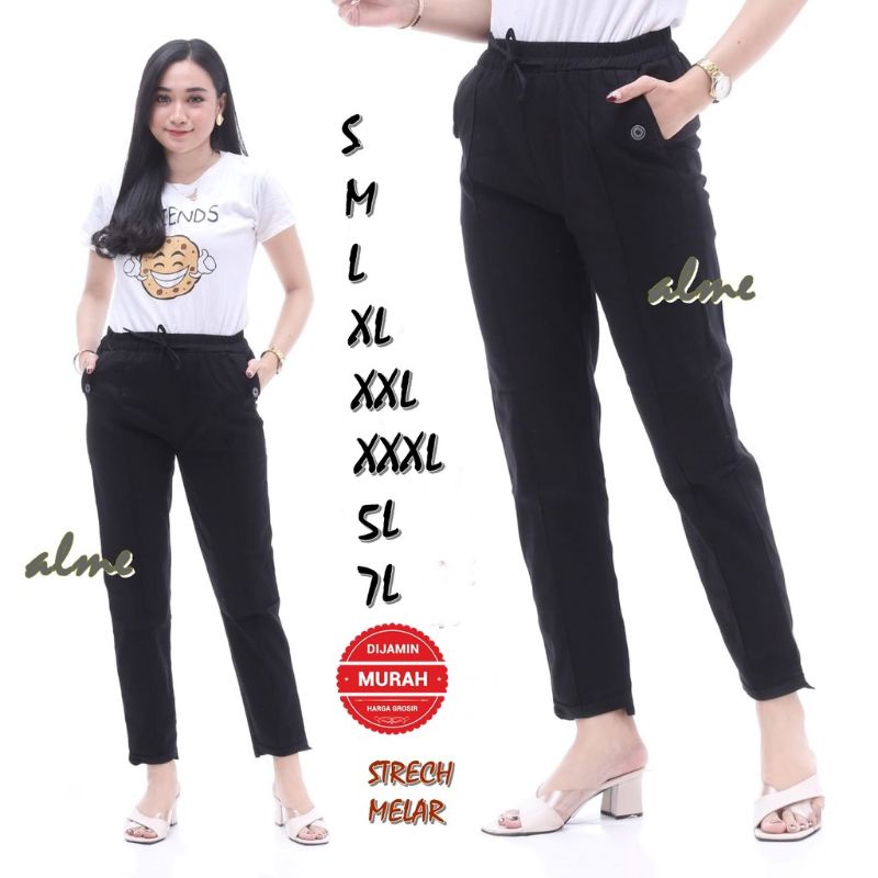 CELANA BAGGY PANTS TWILL STRETCH COMBED DIAMOND IMPOR (MELAR) KODE 031 SIZE S M L XL XXL XXXL 5L 7L