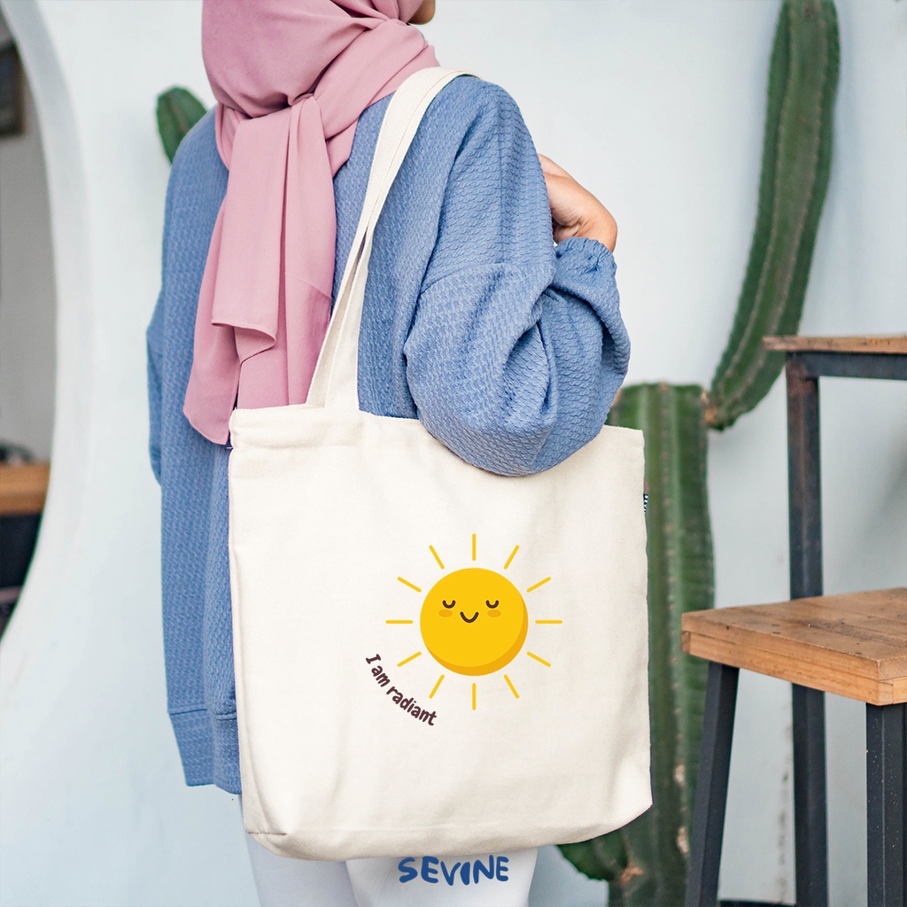 Sevine Tote Bag Kanvas Emily Resleting Kantong Tas Laptop Kuliah Sekolah Fashion Totebag Kerja Quotes Affirmation Aesthetic - RC