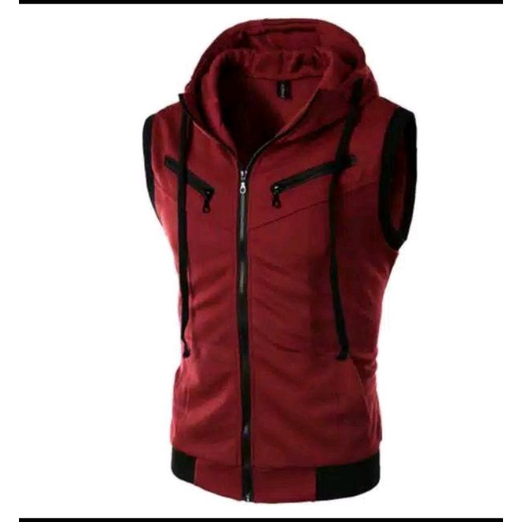 Hoodie Rompi Pria Wanita distro Tanpa Lengan Style Rompi Zipper Pria