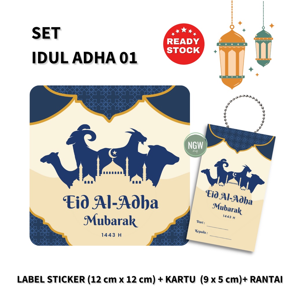 IDUL ADHA SET label sticker + kartu + rantai hampers hantaran kado