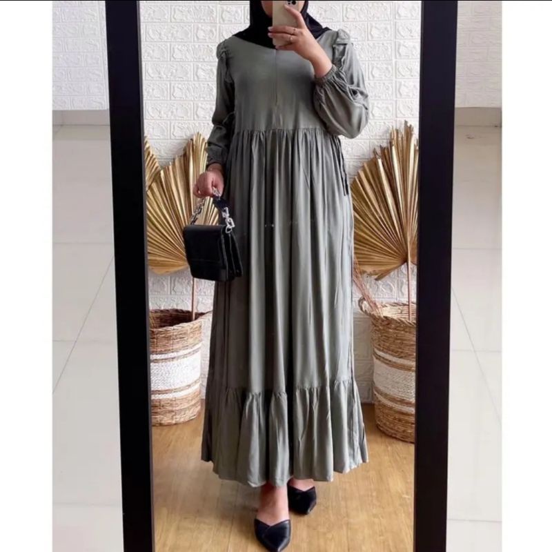 midi dress rayon twill lidya