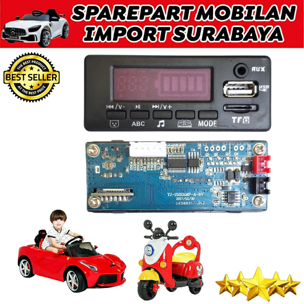 MESIN MUSIK MAINAN MOBIL ANAK PMB 6 VOLT RECEIVER MUSIC MOBILAN AKI ANAK PLIKO CHARGER ADAPTOR RC 6V