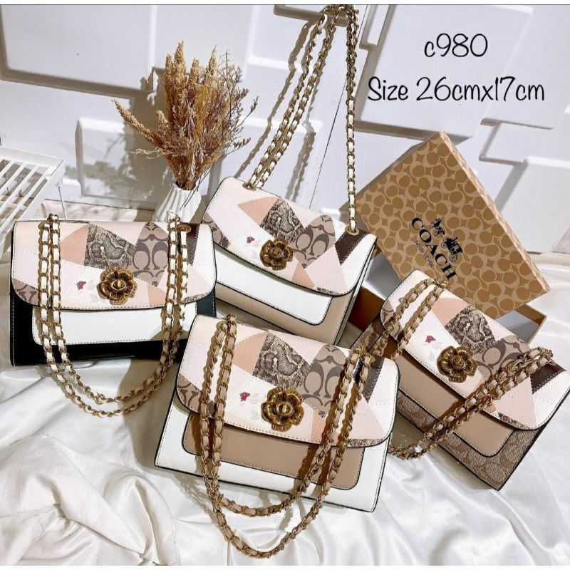 COC C.0A CH PARKER FLOWER FLIP SHOULDER BAG