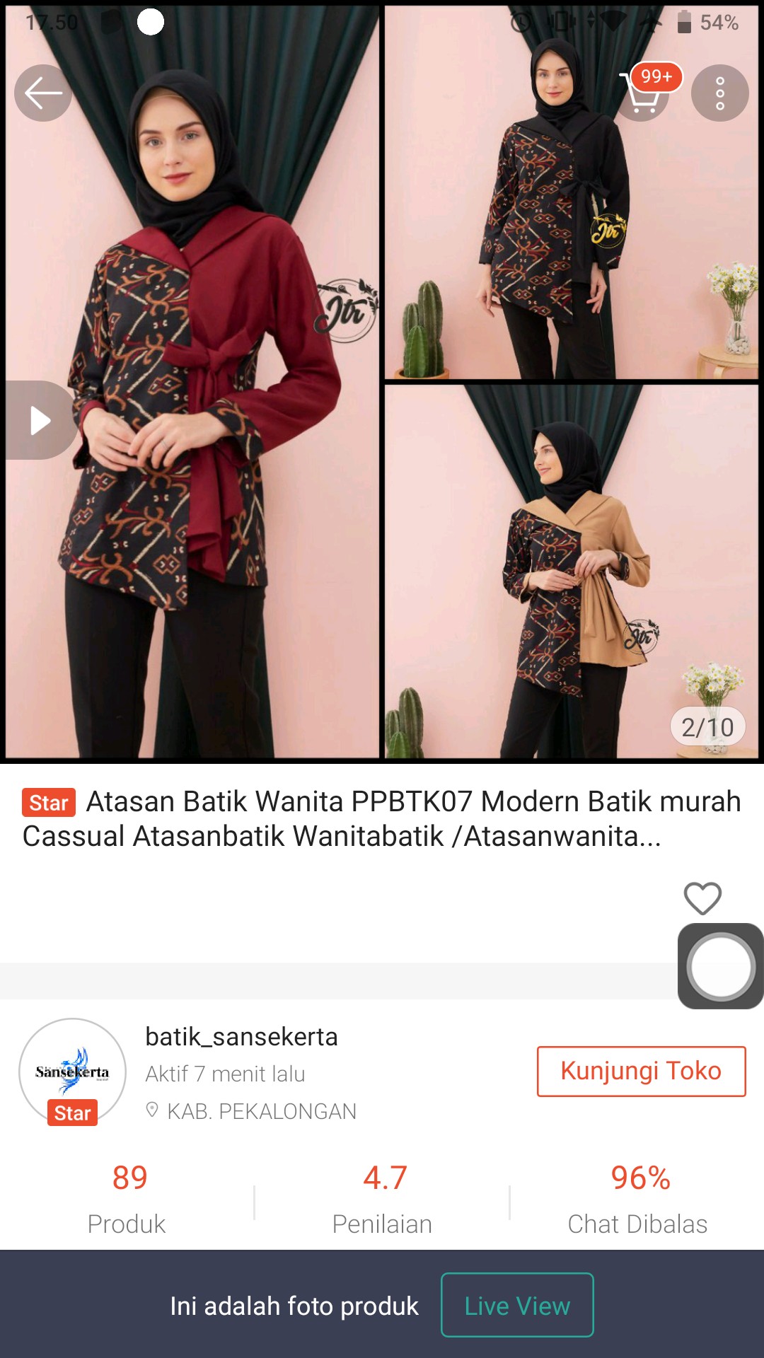 Atasan Batik Wanita Ppbtk07 Modern Batik Murah Cassual Atasanbatik Wanitabatik /atasanwanita...
