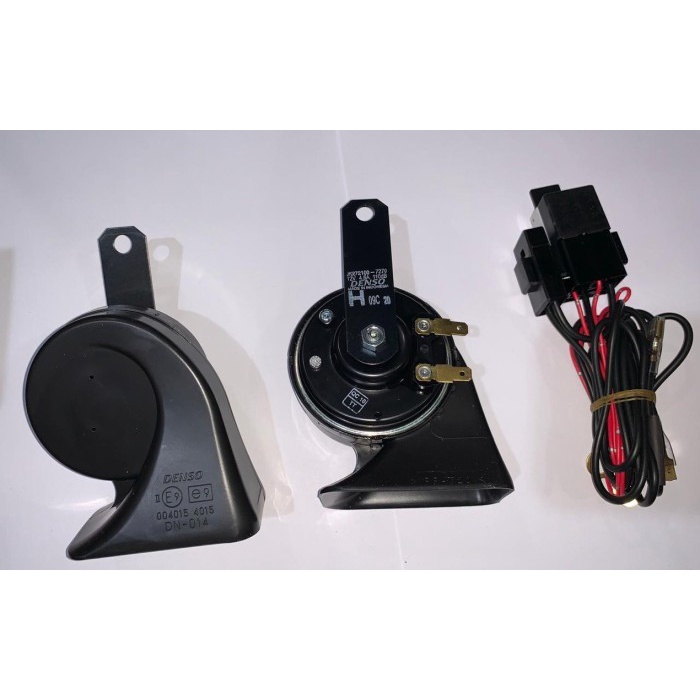 PAKET KLAKSON DENSO KEONG ORIGINAL + KABEL SET &amp; RELAY MOBIL UNIVERSAL