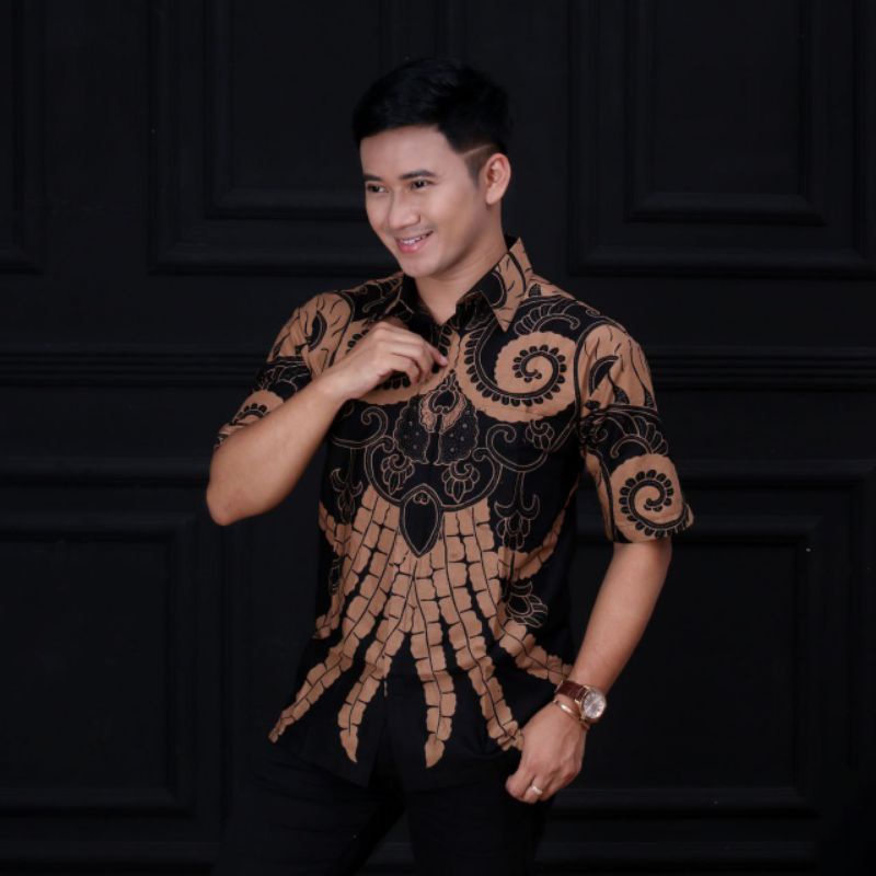 M, L, XL, XXL HEM BATIK PRIA LENGAN PENDEK BATIK ORIGINAL