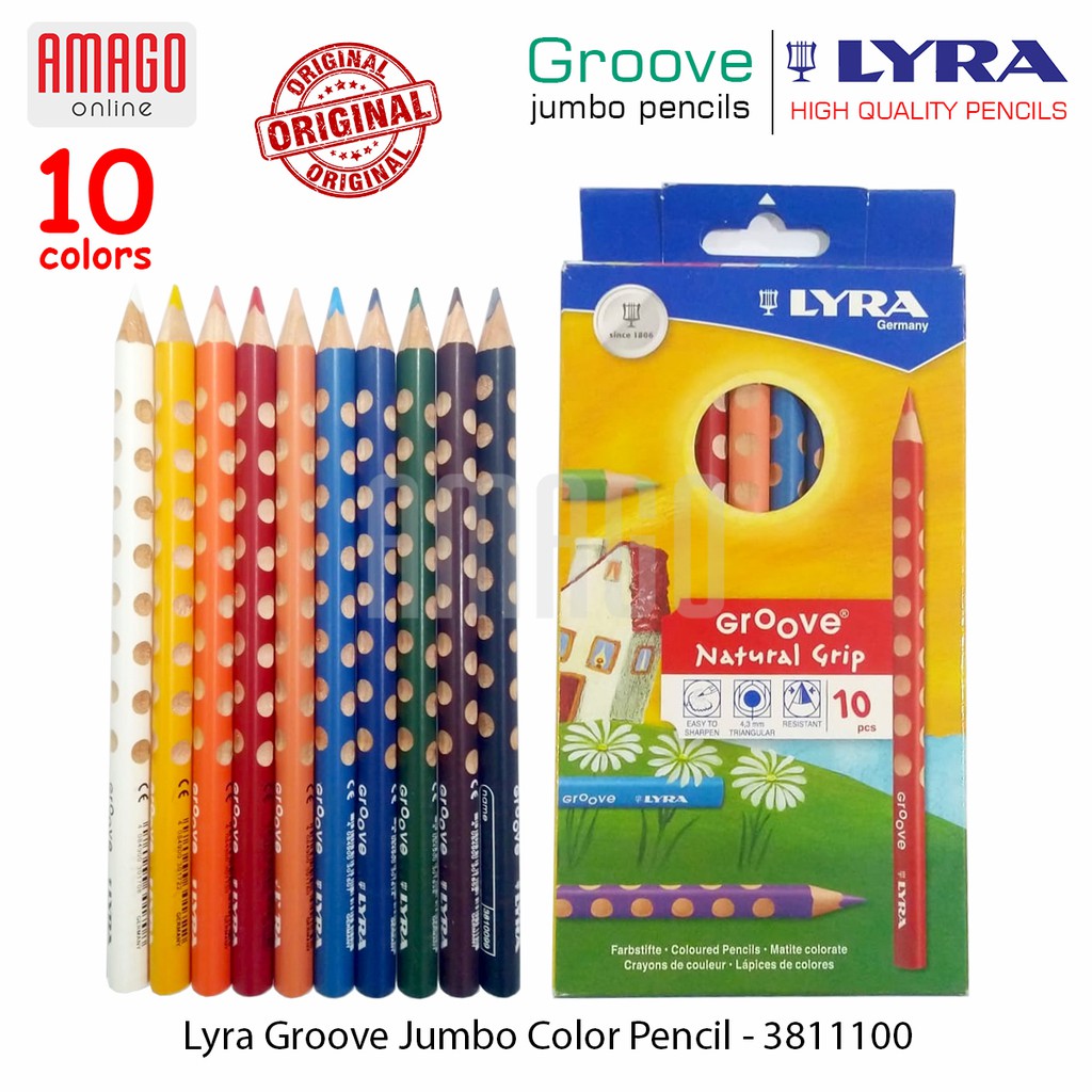 LYRA Groove - Color Pencil - Pensil Warna - Box 10 Colors - Natural Grip - 3811100