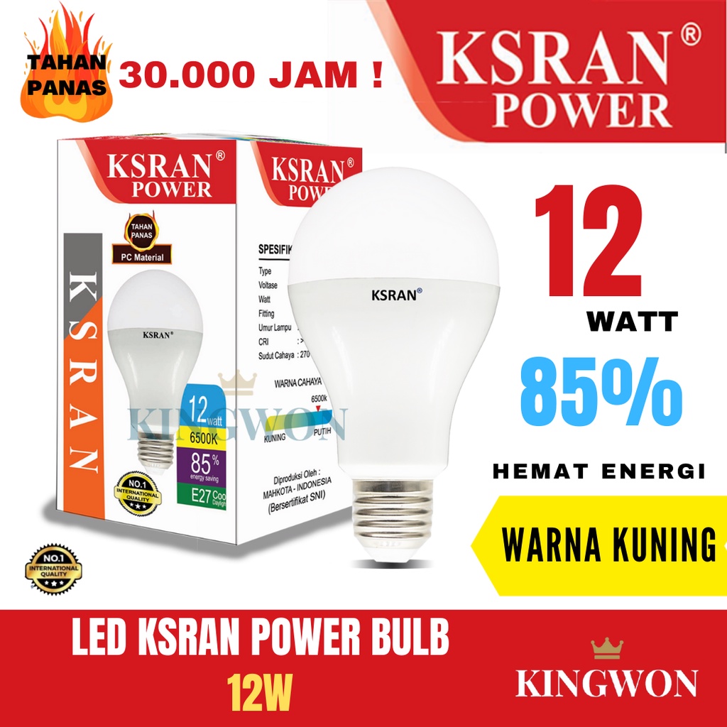 KSRAN Lampu LED 12 watt POWER - Kuning BULB