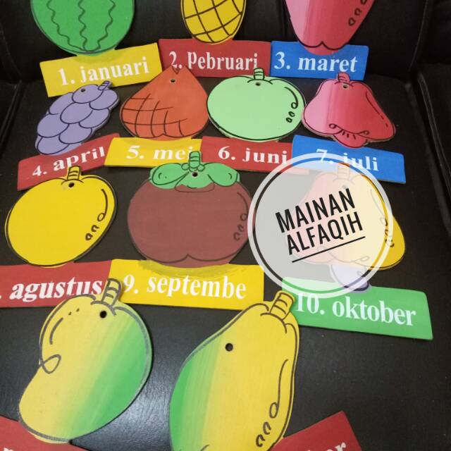 Pajangan Edukatif APE TK PAUD Buah Bulan Kayu