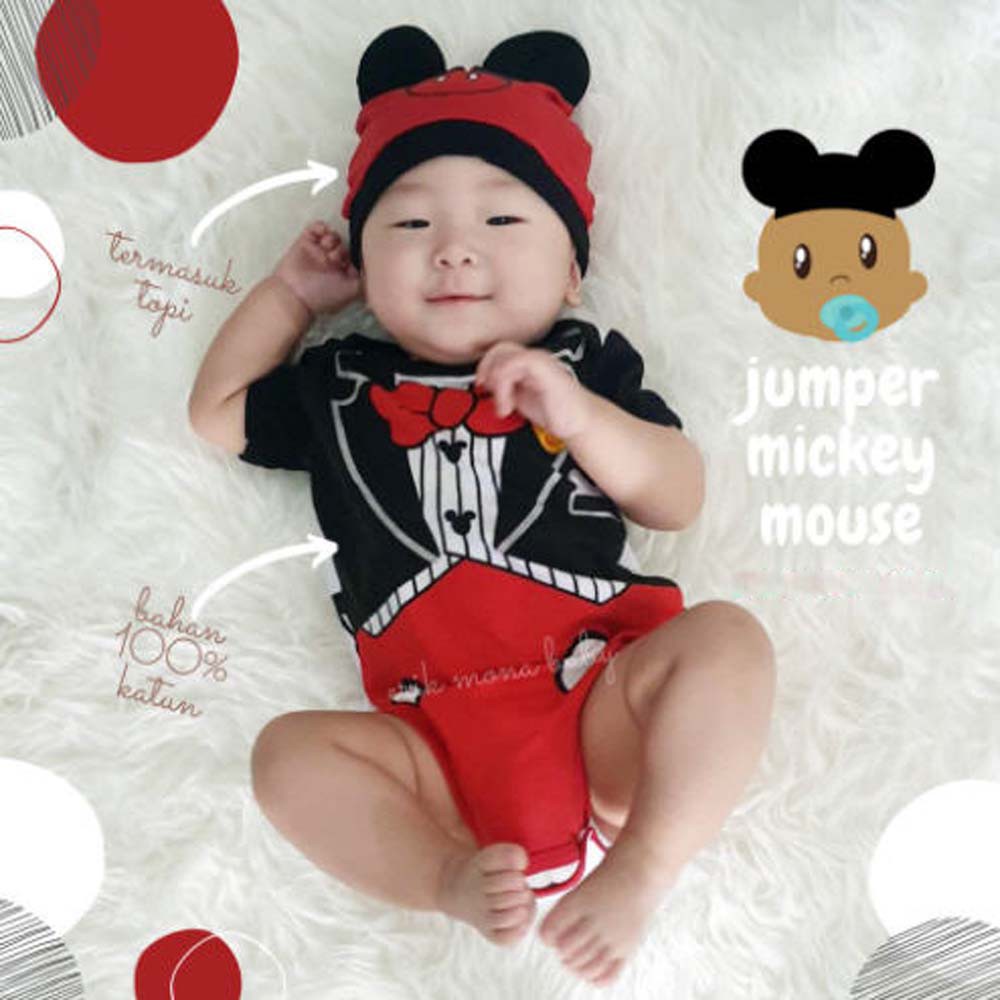 Baju Bayi Lucu Jumper Romper kostum Bayi Mickey Suit