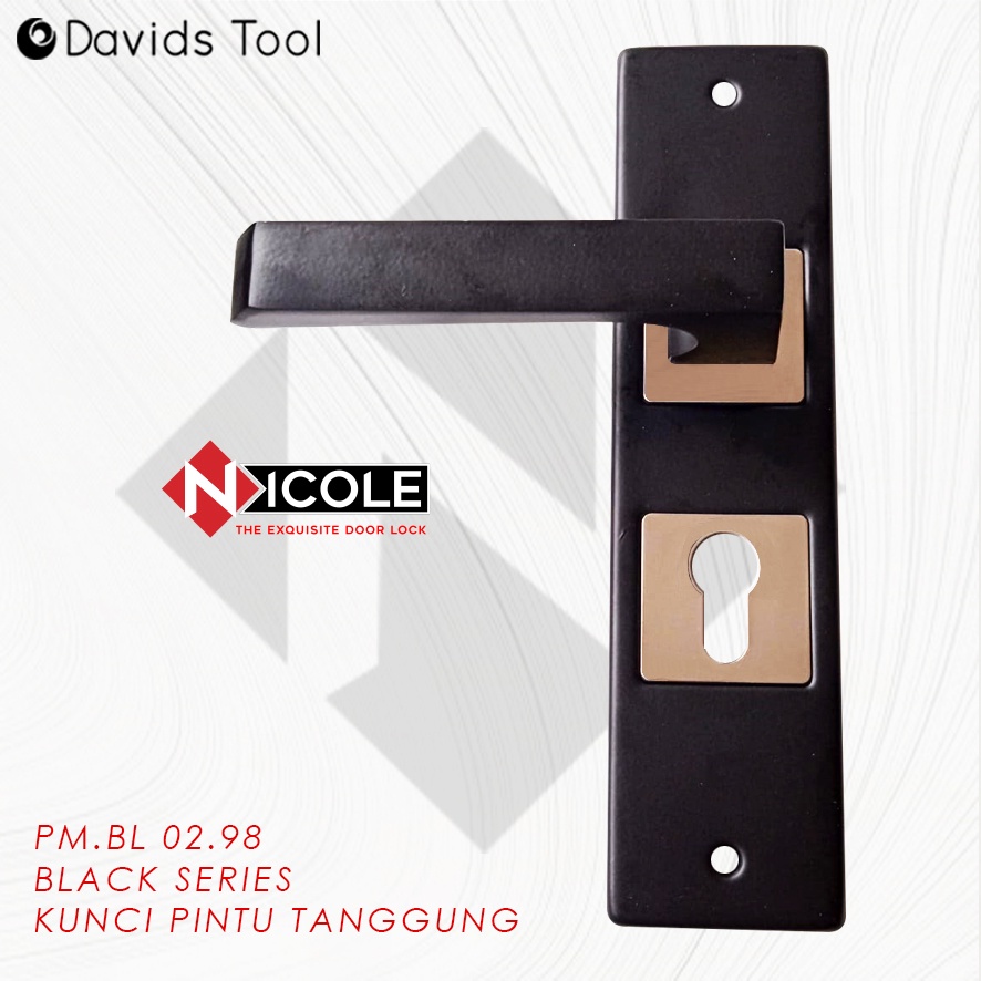 Kunci Pintu Set Minimalis Hendel Rumah Kamar Pegangan Gagang Handle Handel Slot Nicole 02 Hitam Tanggung