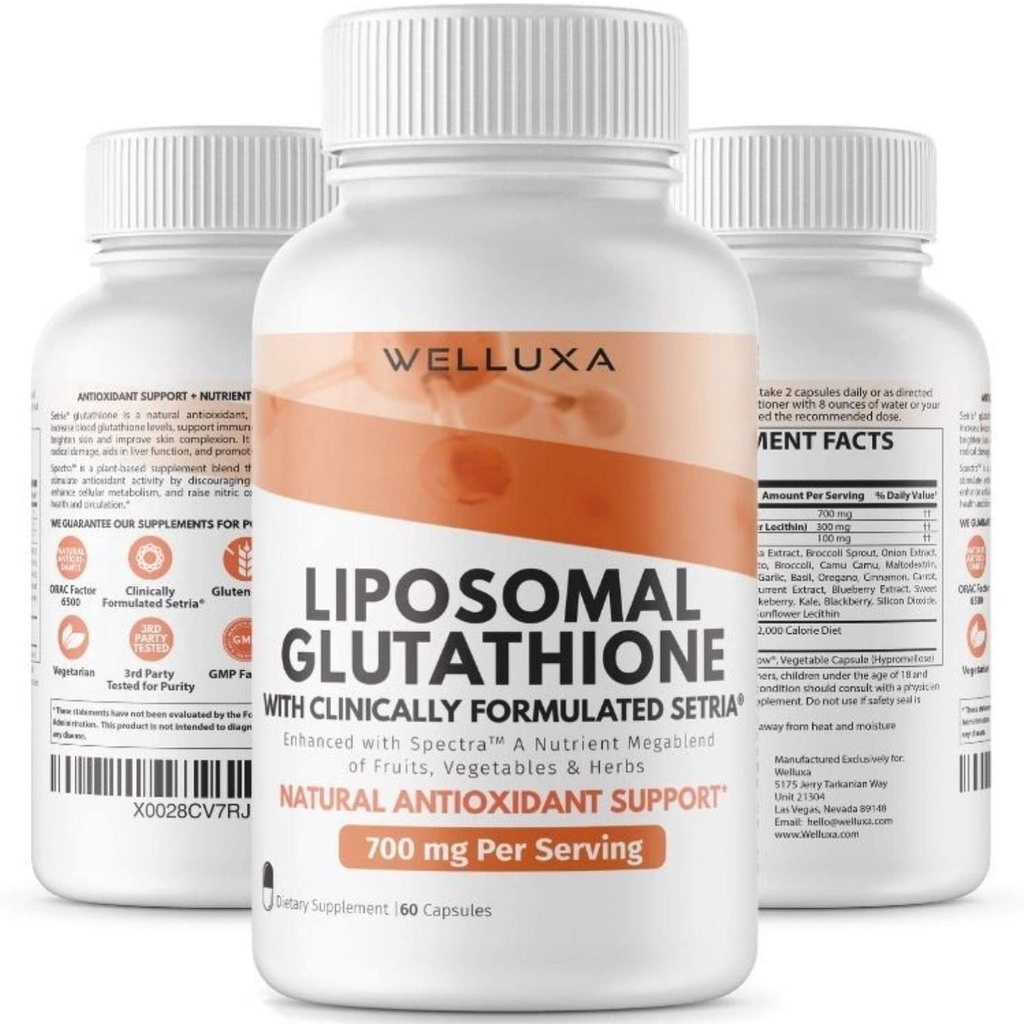 Welluxa Liposomal Glutathione Setria 700 mg Antioxidant Detox Cardiovascular Immune