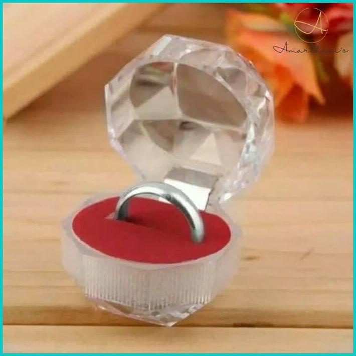 Ac - Kotak Cincin Single Crystal Akrilik Alas Busa Hantaran Perhiasan Mika