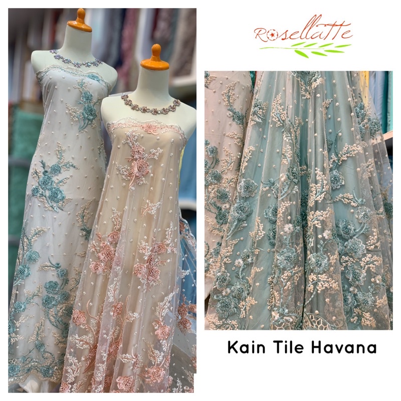 Kain Tile Brokat Payet Mewah Havana