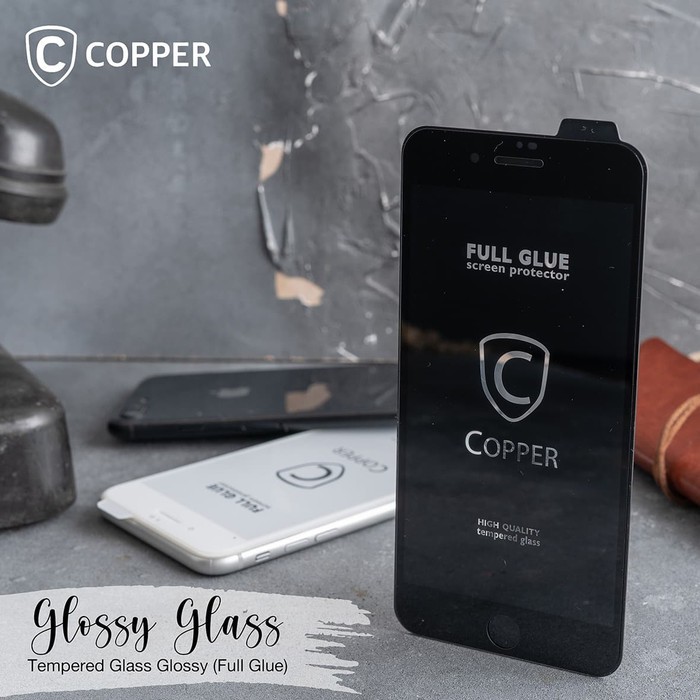 Samsung Galaxy M21 - COPPER Tempered Glass Full Glue Premium Glossy