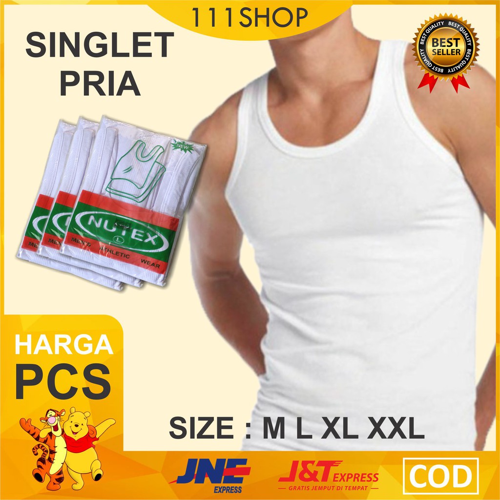 SINGLET PRIA NUTEX MIATEX PUTIH HITAM ARMY MERAH BIRU COKLAT POLOS SIZE UKURAN M L XL XXL