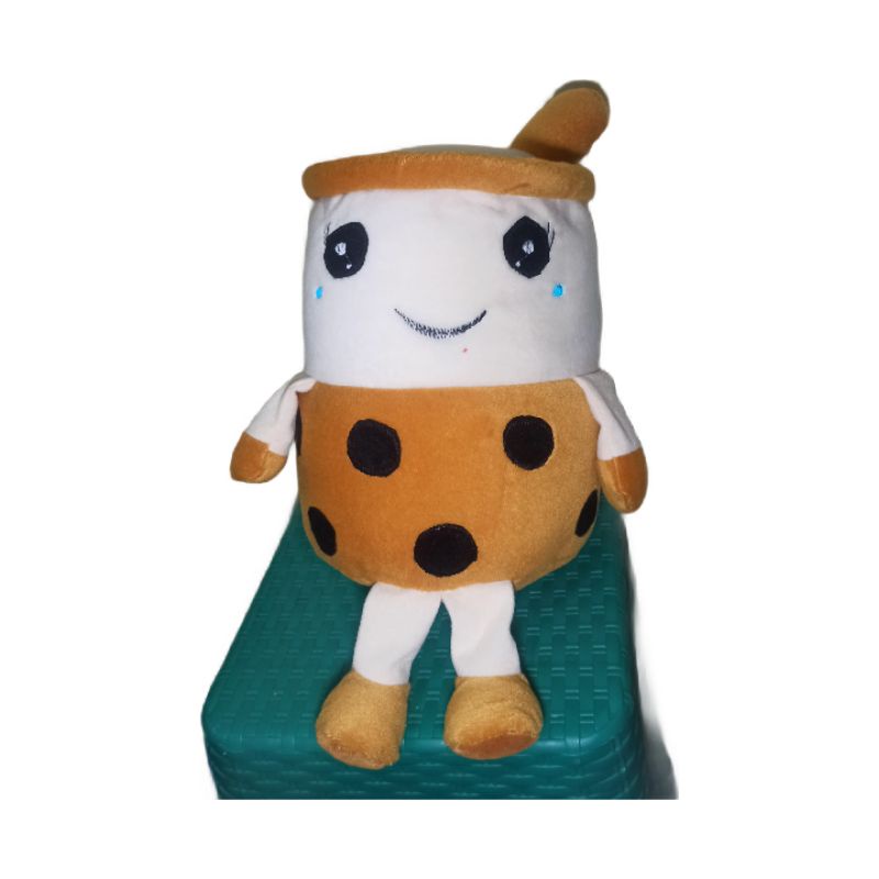 Boneka BOBA L milk tea brown sugar kaki tangan ukuran 35cm berkualitas SNI