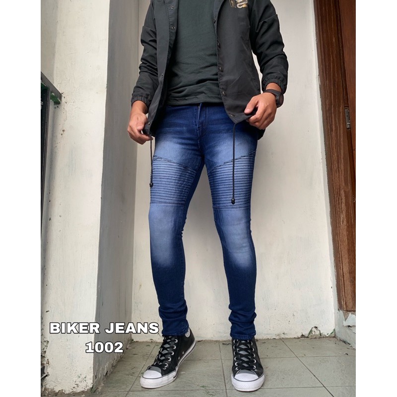 CELANA JEANS RIPPED DISTRO PRIA BIKER JEANS POLOS SLIMFIT JEANS IMPORT STRET MULUR KOREAN STYLE