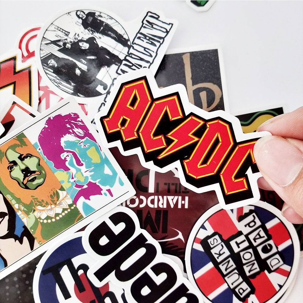 52pcs Stiker Hip Hop Rock Band Tahan Air Untuk Laptop / Motor / Skateboard / Koper / Gitar