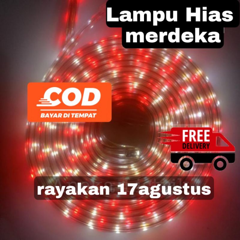 MURAHLAMPU LED STRIP SELANG MERAH PUTIH 3528 2835 220V + ADAPTOR 10M /LAMPU LED STRIP WARNA WARNI 10