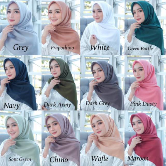 Hijab/jilbab segiempat saudia ansania/ square hijab polos/ segi empat ansania polos katun