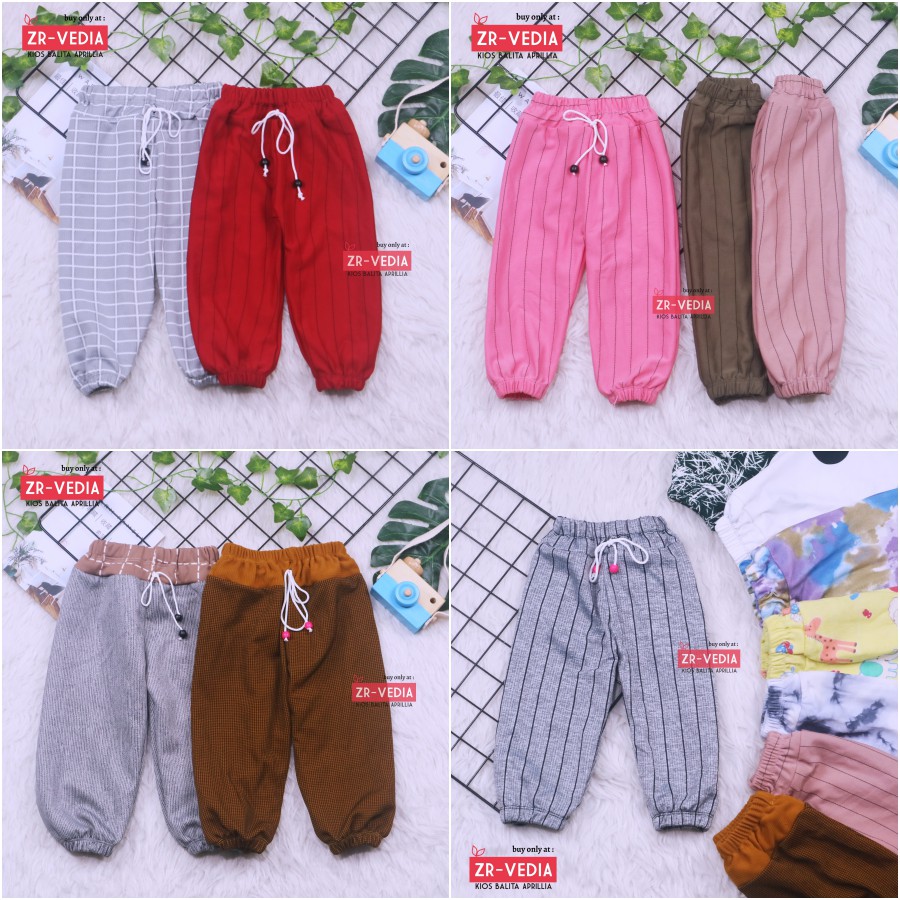 Jogger Motif Uk. 1-2 tahun / Celana Joger Panjang Anak Perempuan Murah Pants Motif Batik Stripe Adem