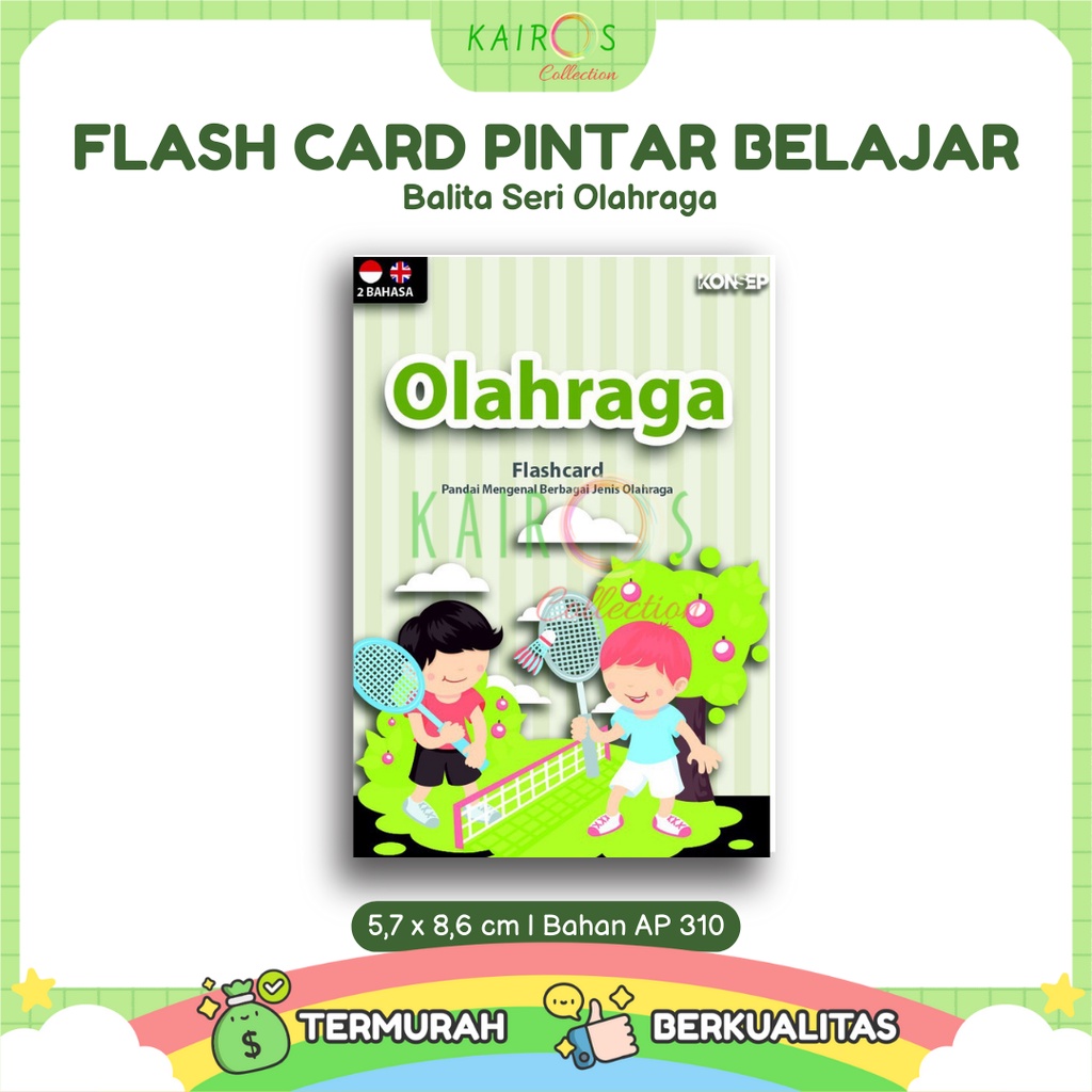 Flashcard / Flash Card Kartu Pintar Belajar Balita  Seri Olahraga