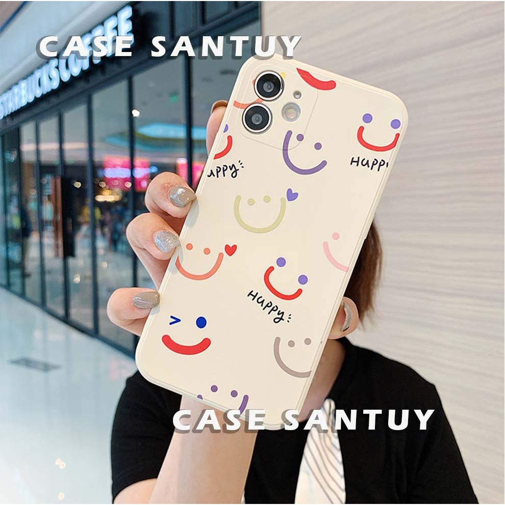 Soft Case Xiaomi Mi 11 11Ultra 11 Lite 11T PRO 12 12X 12 PRO Square Edge Phone Case Cover Case Casing Happy Smile Cute