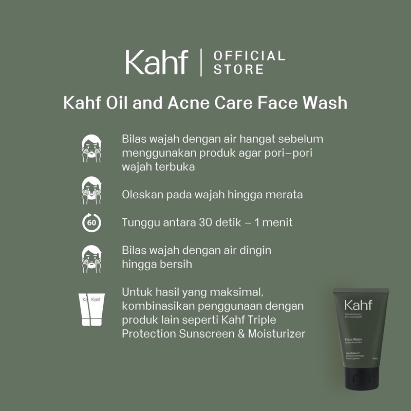 Kahf Oil and Acne Care Face Wash 100 ml - Sabun Pembersih Wajah Pria Untuk Jerawat