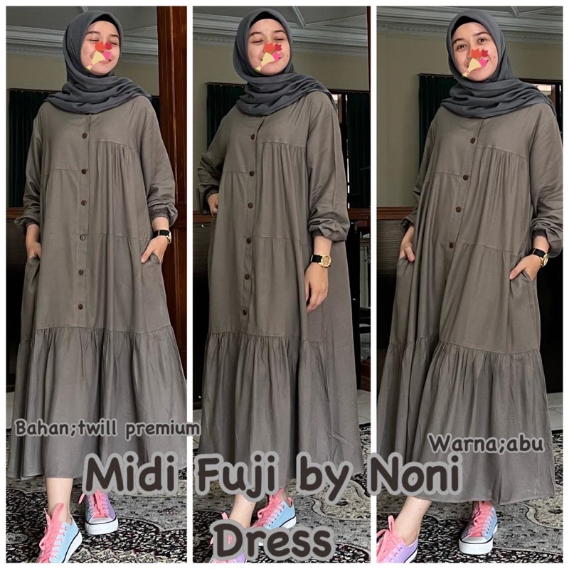 Daster Arab Noni FUJI Midi Dress Flowy Premium Twill