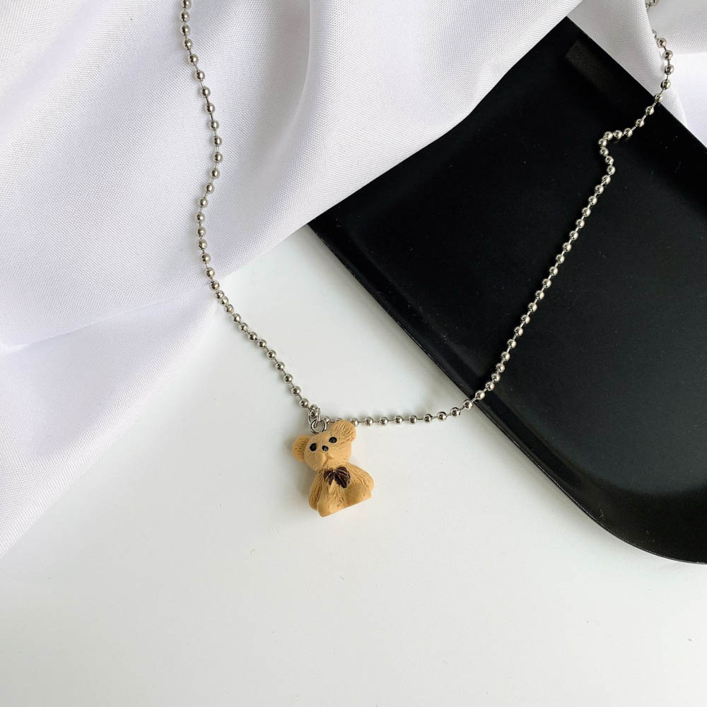 【COD Tangding】Fashion Bear Necklace Korea Fashion Cute Bear Pendant Accessories