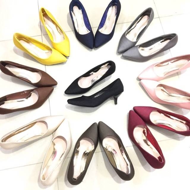 Olavis 112-9A ~ Pantofel Satin Serut Heels 3cm